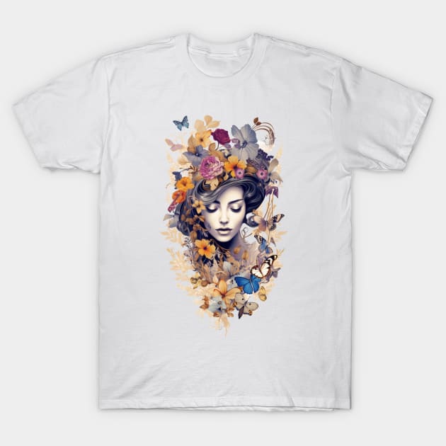 Beauty meets nature with butterflies and flowers T-Shirt by HSH-Designing